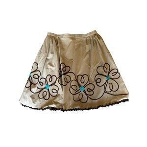 Vtg Y2K Moschino Cheap & Chic Whimsical Floral Pleated A Line Skirt Beaded Hem